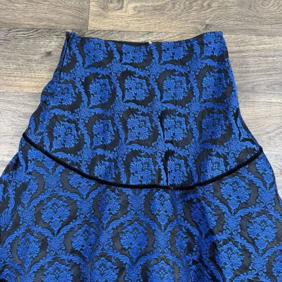 Shrine Of Hollywood Tapestry Vintage Goth Black Blue Maxi Skirt Sz S Long